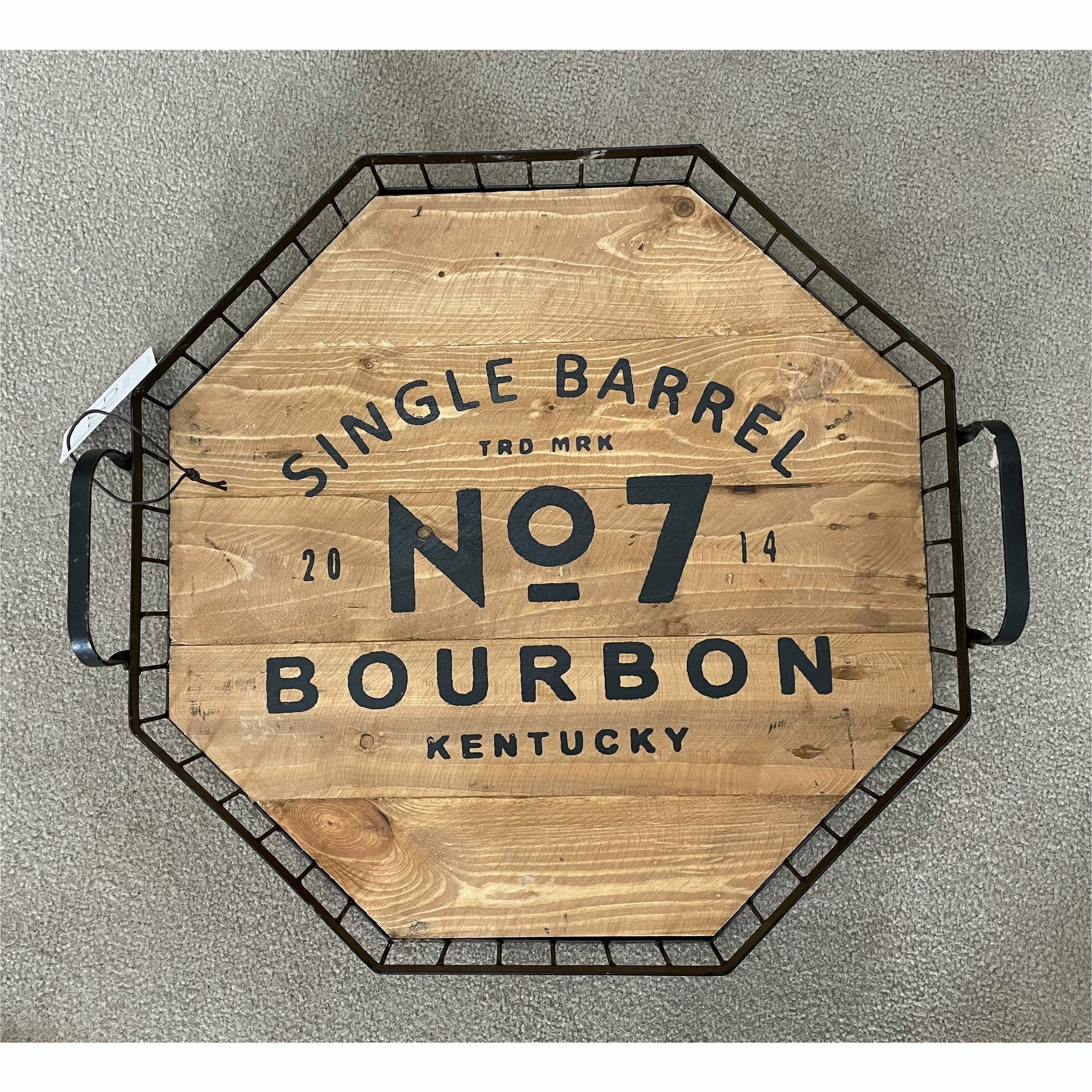 Metal and Wood Hexagon Serving Tray, 16.5" - HER Home Design Boutique